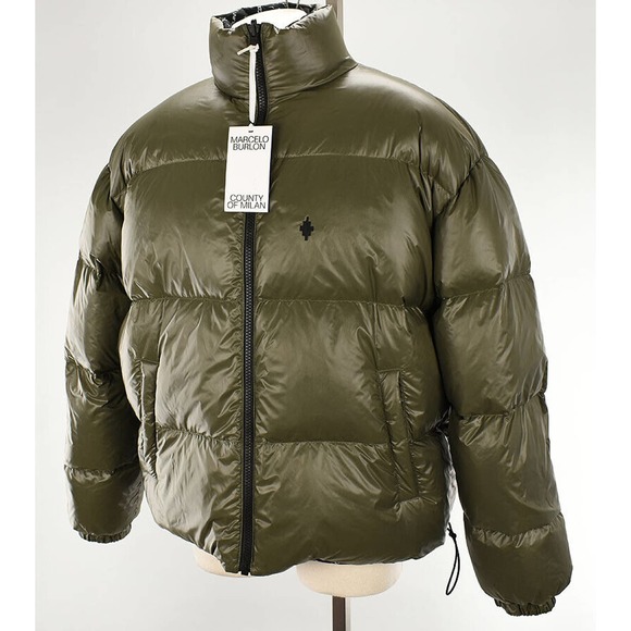 MARCELO BURLON COUNTY OF MILAN Army Green Reversible Puffer Down Jacket M NWT